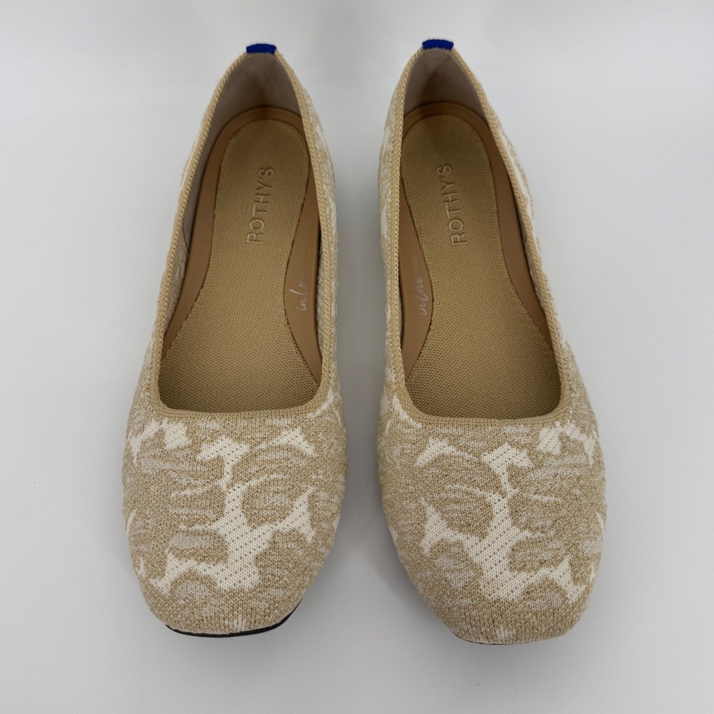 Rothy's Beige & Cream Jacquard Ballet Flats - Picture 3 of 11